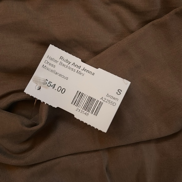 Ruby and Jenna Taupe Halter Dress Size Small NWT - Picture 3 of 6